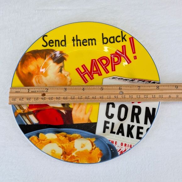 Vintage Kellogg's 100th Anniversary Corn Flakes Plate - "Send Them Back Happy" - Picture 7 of 7